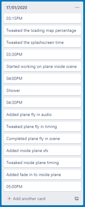 Day four Trello board